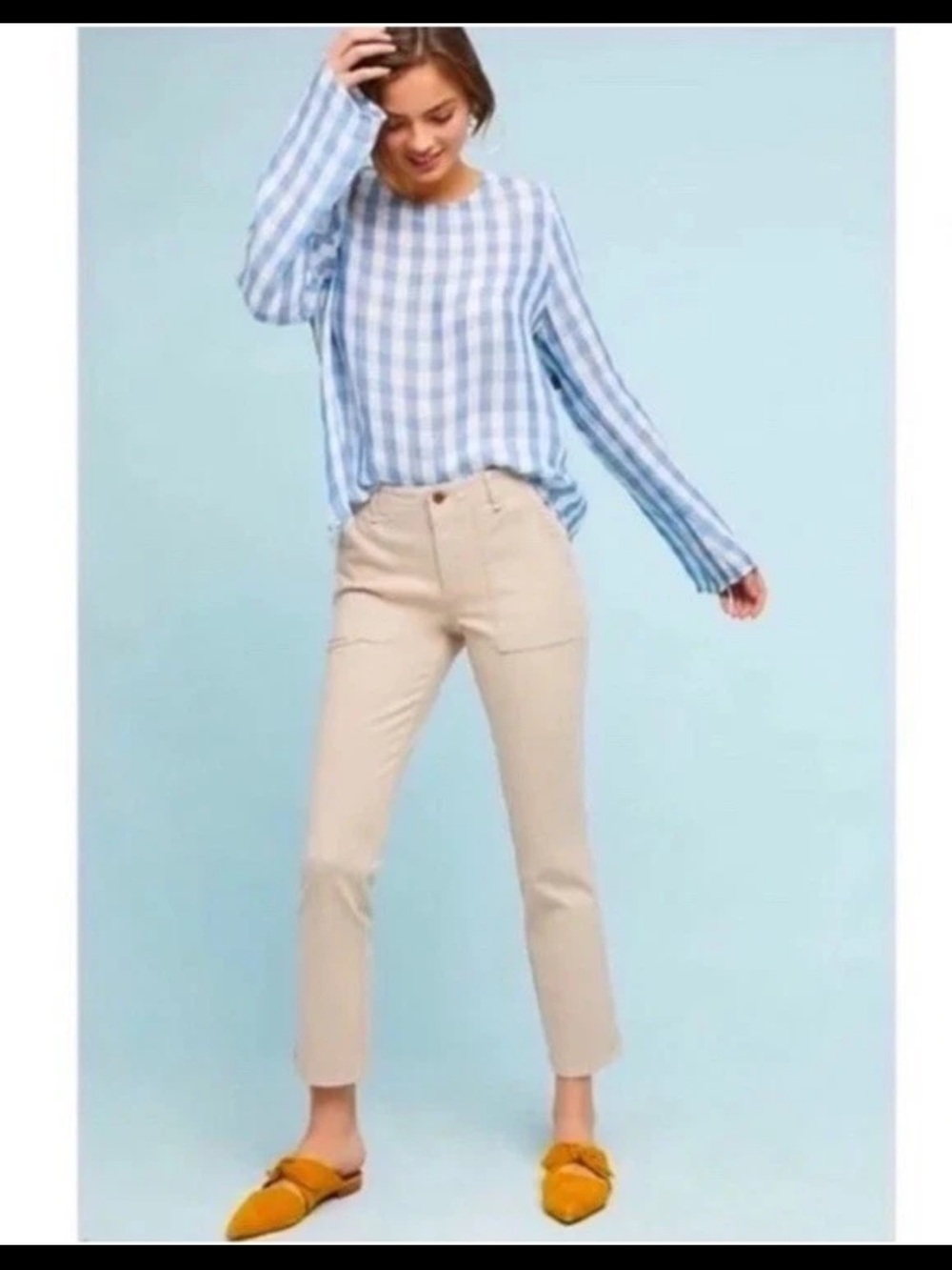 Anthropologie khaki cropped utility pants
